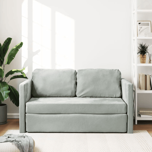 vidaXL Sofá-cama sem pés 122x204x55 cm veludo cinzento-claro vidaXL Sofá-cama sem pés 122x204x55 cm veludo cinzento-claro
