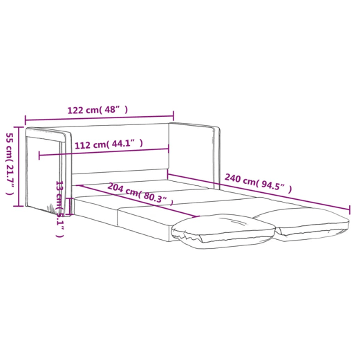 vidaXL Sofá-cama sem pés 122x204x55 cm veludo cinzento-claro vidaXL Sofá-cama sem pés 122x204x55 cm veludo cinzento-claro