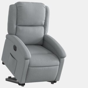 vidaXL Poltrona reclinável elevatória elétrica tecido cinzento-claro