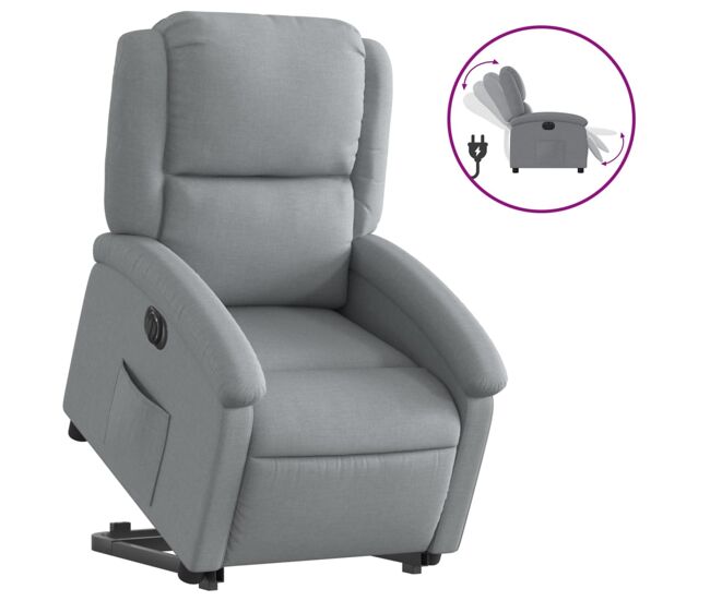 Vidaxl sillón eléctrico reclinable elevable de tela gris claro