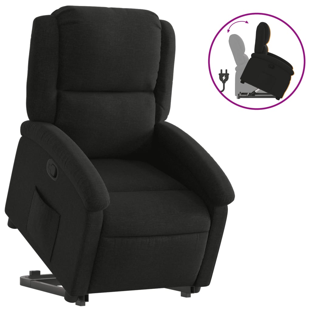 Vidaxl sillón reclinable elevable tela negro