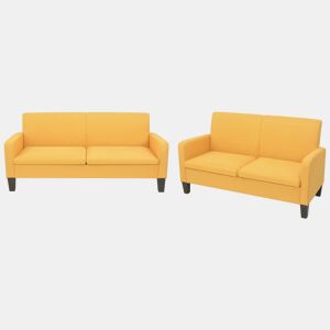 vidaXL Conjunto de sofás 2 pcs tecido amarelo