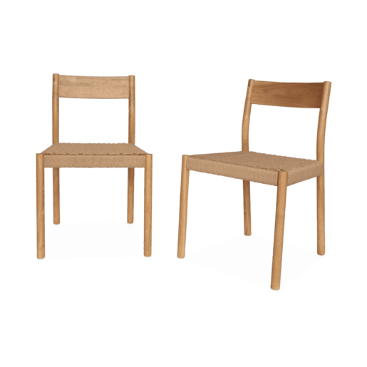 Cadeira de madeira e cordão, set de 2, Ella, Natural, 49.5x53x81 cm