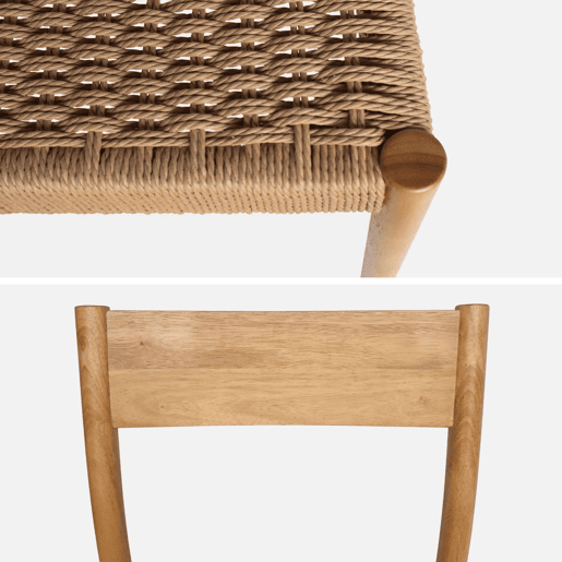 Cadeira de madeira e cordão, set de 2, Ella, Natural, 49.5x53x81 cm