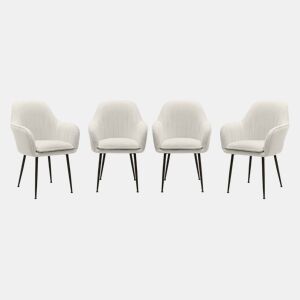 Cadeirão boucle com pernas de metal, set de 4, Shella boucle, Boucle branco, 57x59x84.5 cm