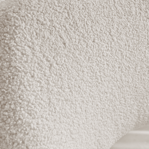 Cadeira de escritório boucle com rodízios, Jim, Branco, 60x62x99 cm