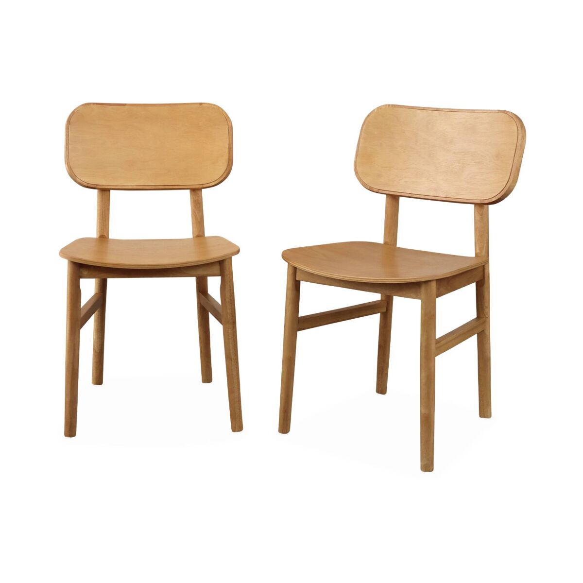 Silla de madera de hevea, set de 2