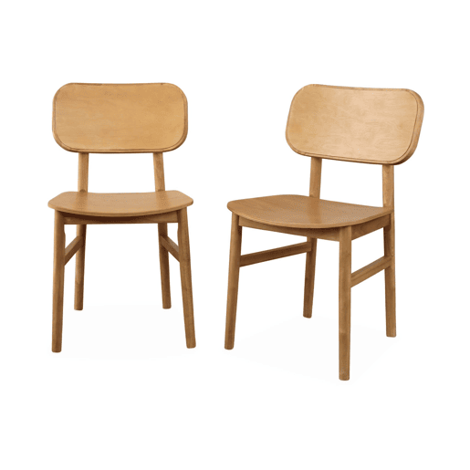 Cadeira de madeira hevea, set de 2, Olympie, Natural, 52x45x80 cm