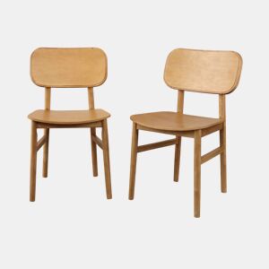 Cadeira de madeira hevea, set de 2, Olympie, Natural, 52x45x80 cm