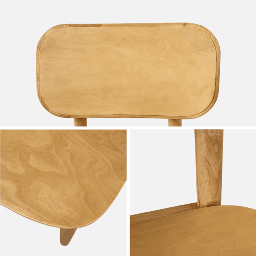 Cadeira de madeira hevea, set de 2, Olympie, Natural, 52x45x80 cm