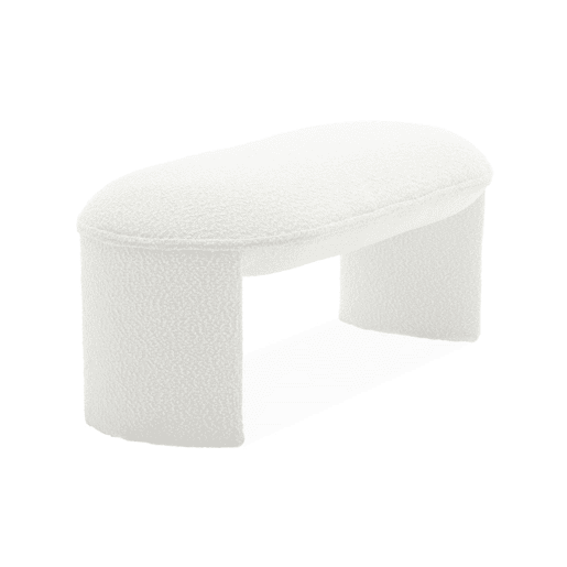 Banco encaracolado ou cabeceira de cama, Shawn, Creme, 100x44x41 cm