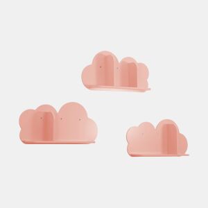 Prateleiras de parede em nuvem para quarto de criança, set de 3, Nephos, Rosa, 34.5x12x23.5 cm