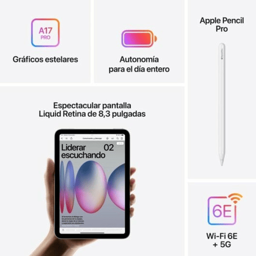 Tablet Apple iPad Mini 2024 8,3 256 GB Dourado