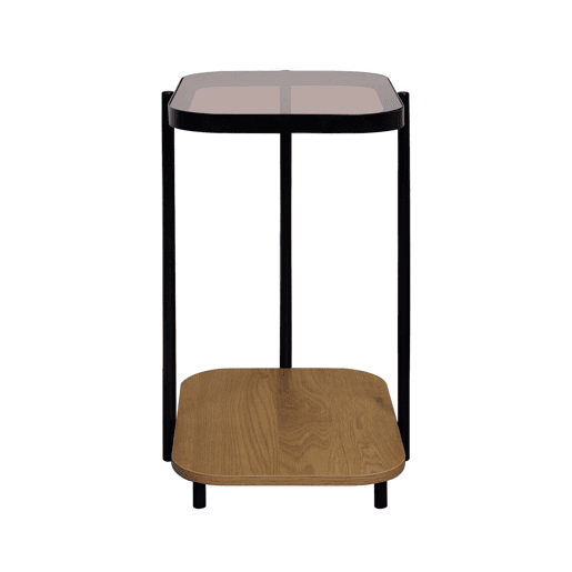 Mesa de apoio para sofá em metal preto vintage com tampo de vidro, Smooky, Natural, 48.8x37x60 cm