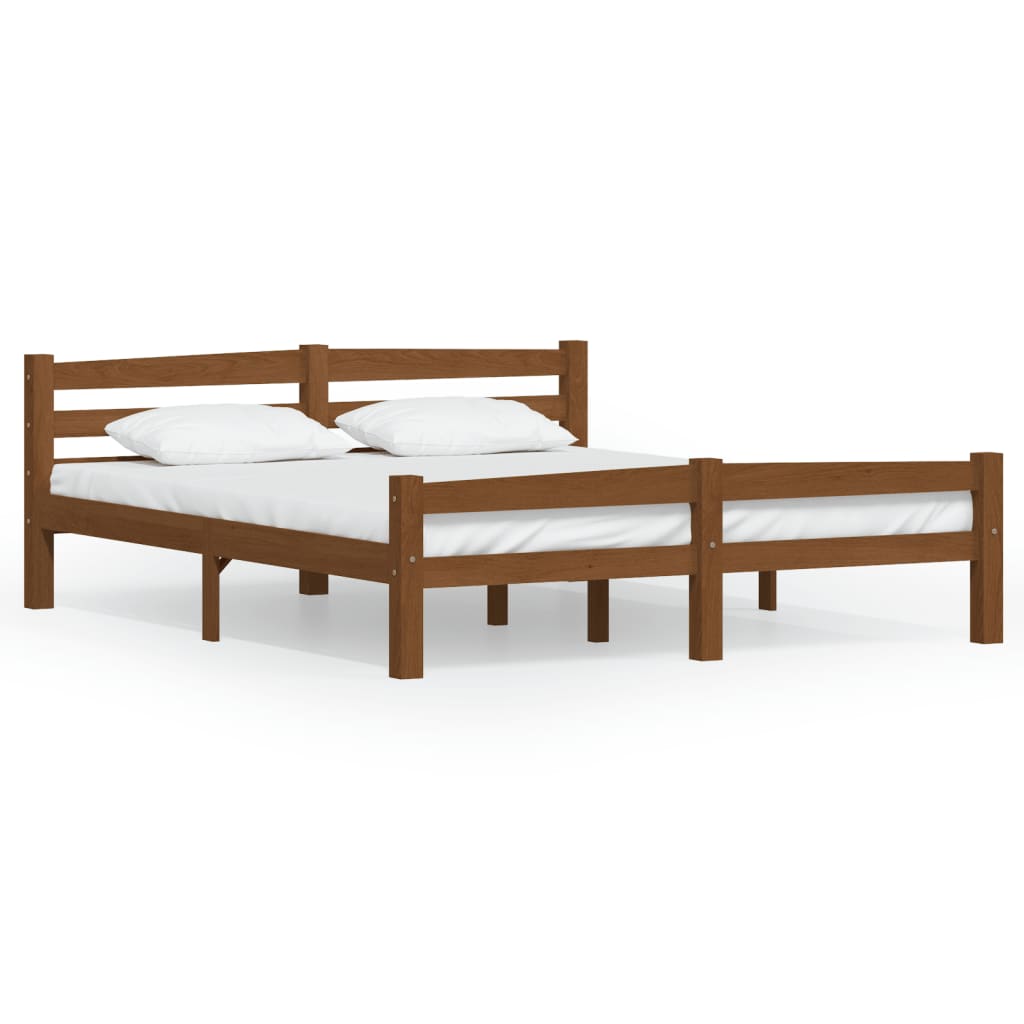 Estructura de cama madera maciza pino marrón miel 160x200 cm