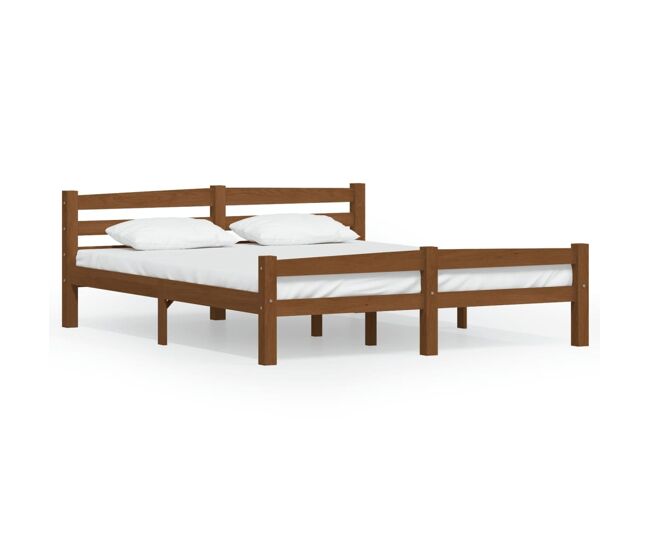 Estructura de cama madera maciza pino marrón miel 160x200 cm