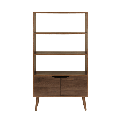 Estante com efeito de nogueira, 2 portas, 3 níveis, Nepal, Madeira de nogueira, 80x30x140 cm