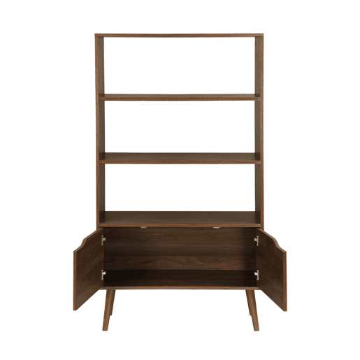Estante com efeito de nogueira, 2 portas, 3 níveis, Nepal, Madeira de nogueira, 80x30x140 cm