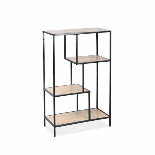 Estante com efeito de metal e madeira, 4 níveis, Loft, Madeira, 69x33x113.5 cm