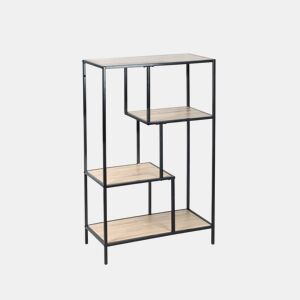 Estante com efeito de metal e madeira, 4 níveis, Loft, Madeira, 69x33x113.5 cm
