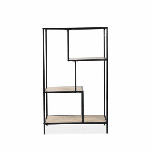 Estante com efeito de metal e madeira, 4 níveis, Loft, Madeira, 69x33x113.5 cm