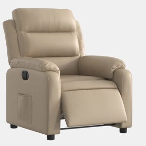 vidaXL Poltrona reclinável elétrica couro artificial cor cappuccino