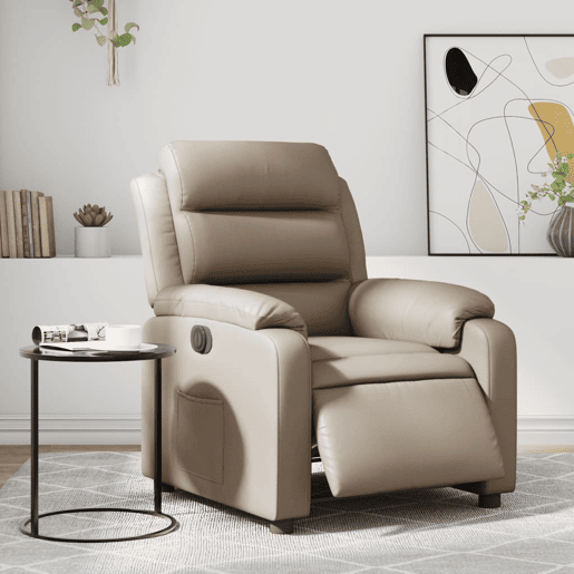 vidaXL Poltrona reclinável elétrica couro artificial cor cappuccino