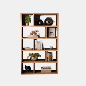 Estante assimétrica de 5 níveis com 10 compartimentos, Basiks, Manguier, 111.2x39x190 cm