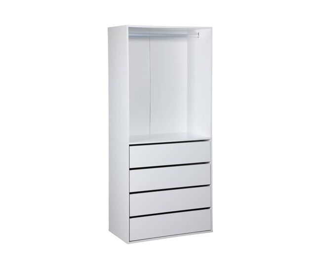 Módulo de vestidor con 4 cajones, modulo, blanco, 80x45x180 cm