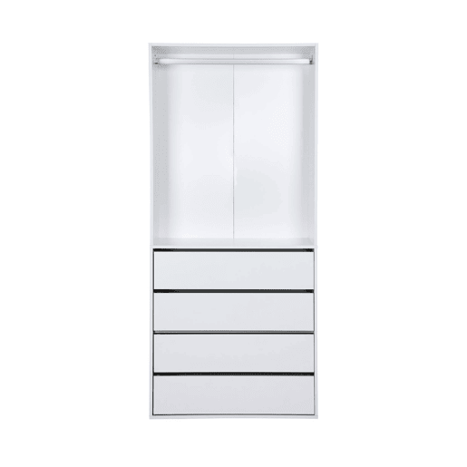 Módulo de roupeiro com 4 gavetas e 1 espaço para pendurar, Modulo, Branco, 80x45x180 cm