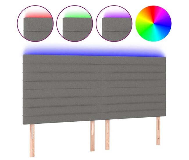Cabecero con luces led tela gris oscuro 160x5x118/128 cm