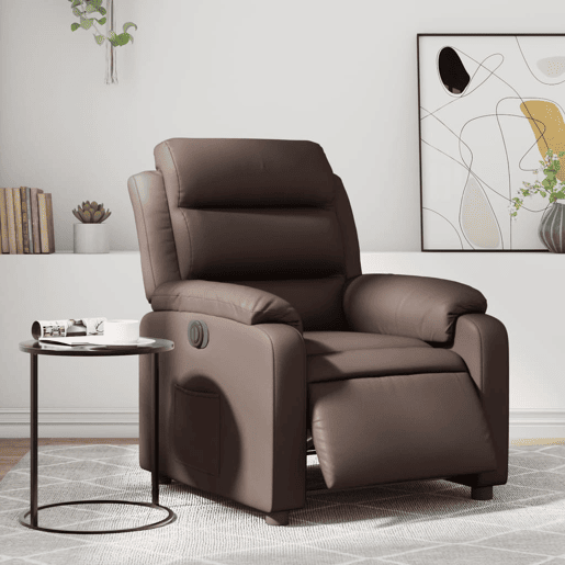 vidaXL Poltrona reclinável elétrica couro artificial castanho vidaXL Poltrona reclinável elétrica couro artificial castanho