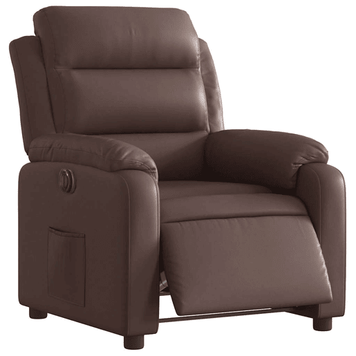 vidaXL Poltrona reclinável elétrica couro artificial castanho vidaXL Poltrona reclinável elétrica couro artificial castanho