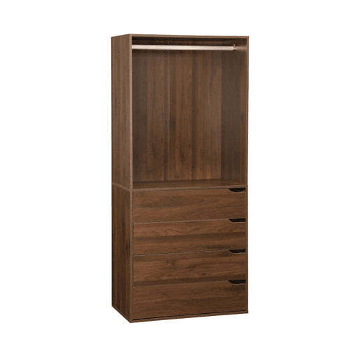 Módulo de roupeiro com 4 gavetas e 1 espaço para pendurar, Modulo, Madeira de nogueira, 80x45x180 cm
