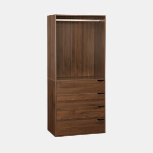 Módulo de roupeiro com 4 gavetas e 1 espaço para pendurar, Modulo, Madeira de nogueira, 80x45x180 cm