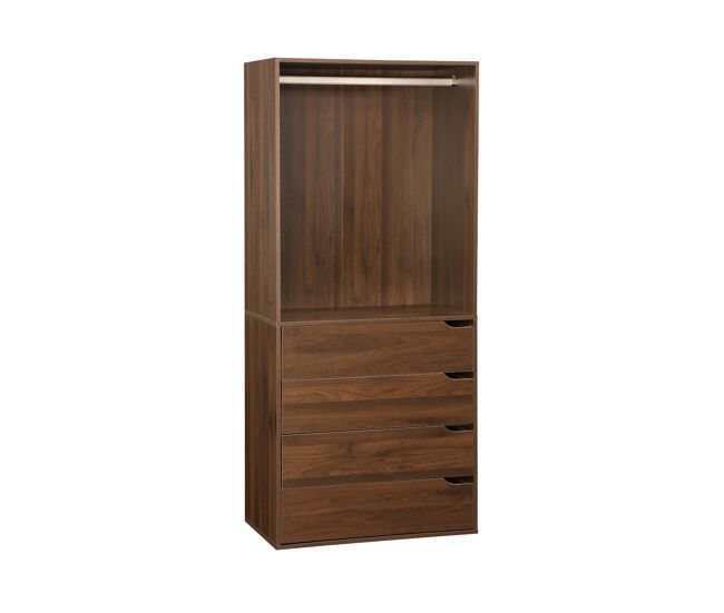 Módulo de vestidor con 4 cajones, nepal, nogal, 80x45x180 cm