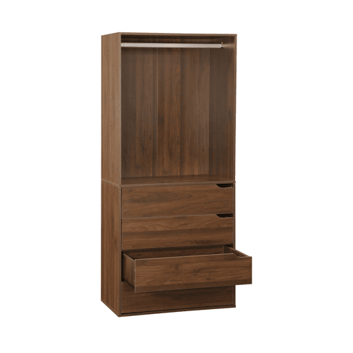 Módulo de roupeiro com 4 gavetas e 1 espaço para pendurar, Modulo, Madeira de nogueira, 80x45x180 cm