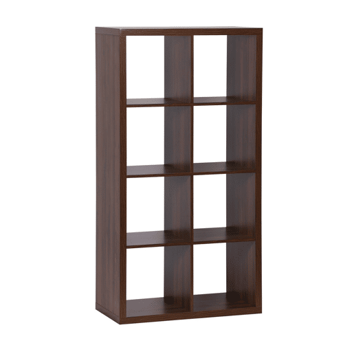 Estante de 4 níveis com 8 compartimentos, Basiks, Madeira de nogueira, 76x39x146 cm Estante de 4 níveis com 8 compartimentos, Basiks, Madeira de nogueira, 76x39x146 cm