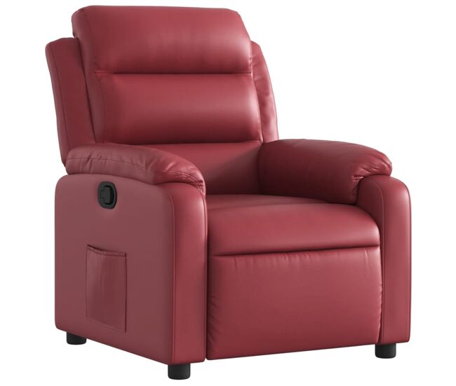 Vidaxl sillón reclinable de cuero sintético rojo tinto