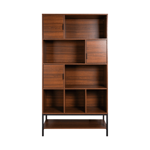 Estante de nogueira, 9 compartimentos, Walnut, Madeira de nogueira, 40x90x171 cm