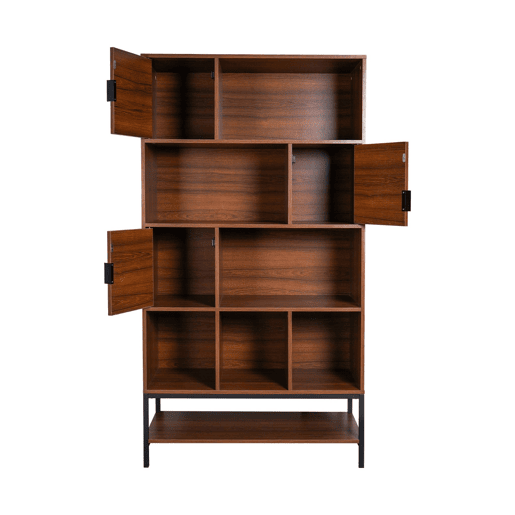Estante de nogueira, 9 compartimentos, Walnut, Madeira de nogueira, 40x90x171 cm