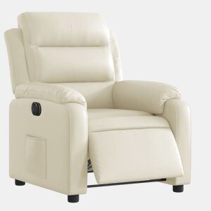 vidaXL Poltrona reclinável elétrica couro artificial cor creme