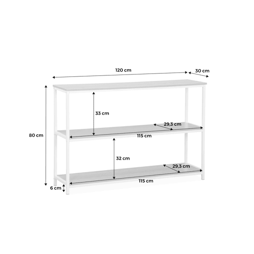 Estante industrial com efeito de metal e madeira, 120cm, Loft, Preto, 120x30x80 cm