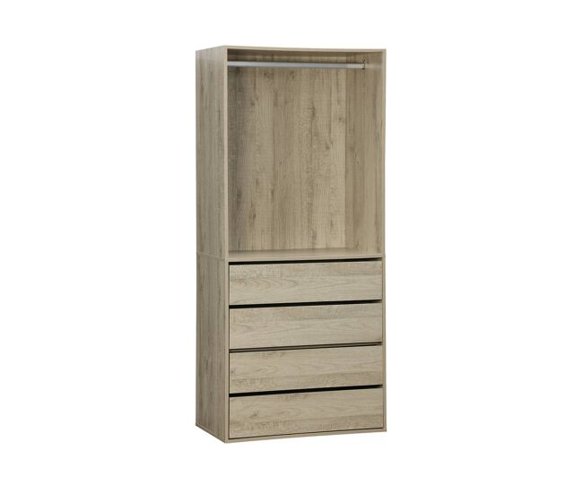 Módulo de vestidor con 4 cajones, modulo, natural, 80x45x180 cm