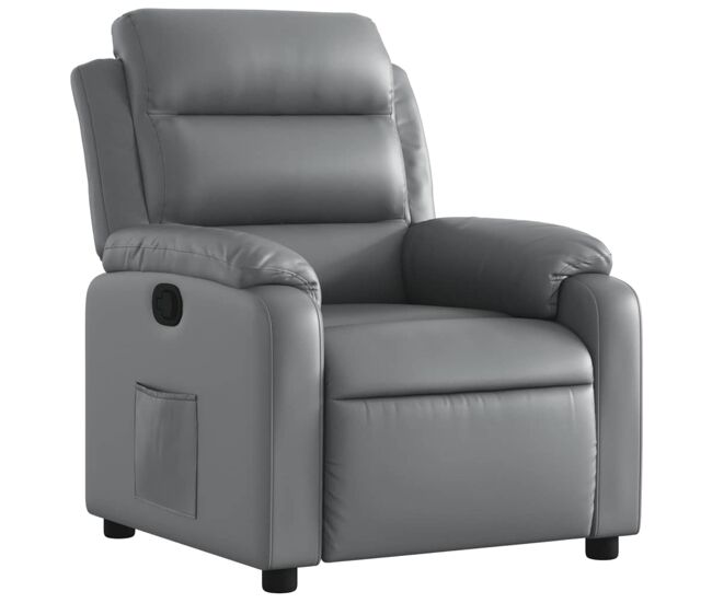 Vidaxl sillón reclinable de cuero sintético gris