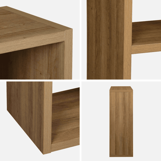 Estante assimétrica de 3 níveis com 6 compartimentos, Basiks, Manguier, 111.2x39x115.2 cm