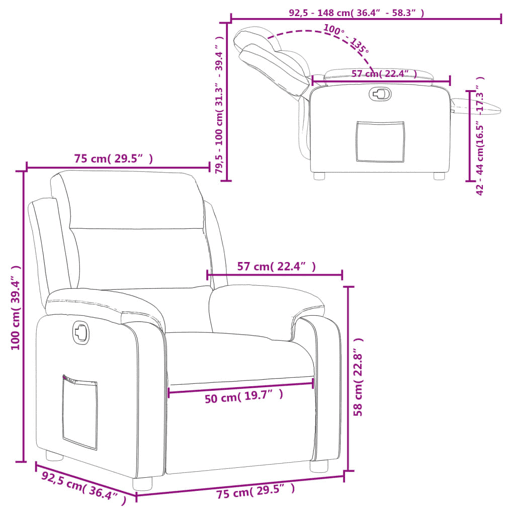 vidaXL Poltrona reclinável couro artificial cor cappuccino