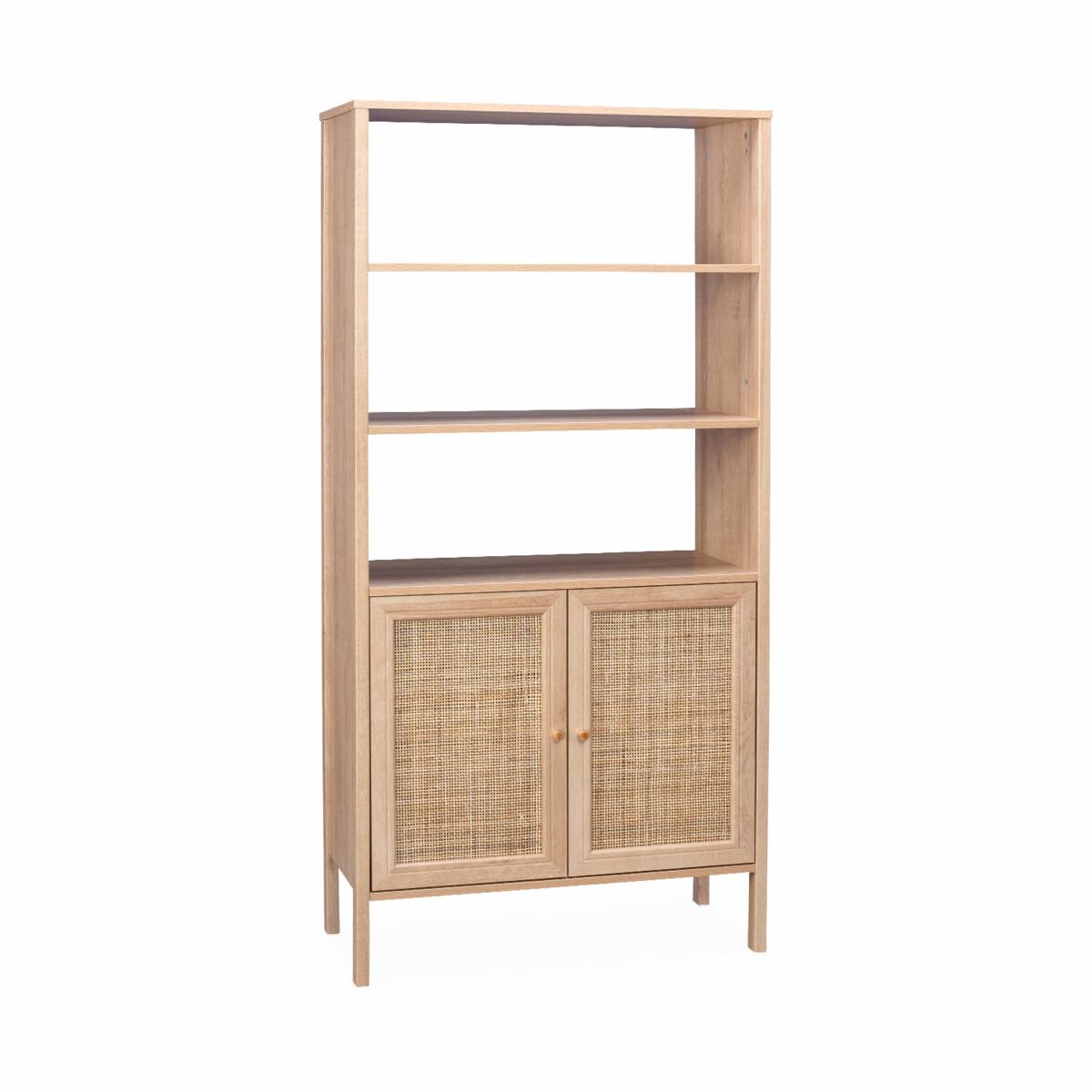 Estantería efecto madera y caña con 4 niveles natural - 46x39.5x55 cm