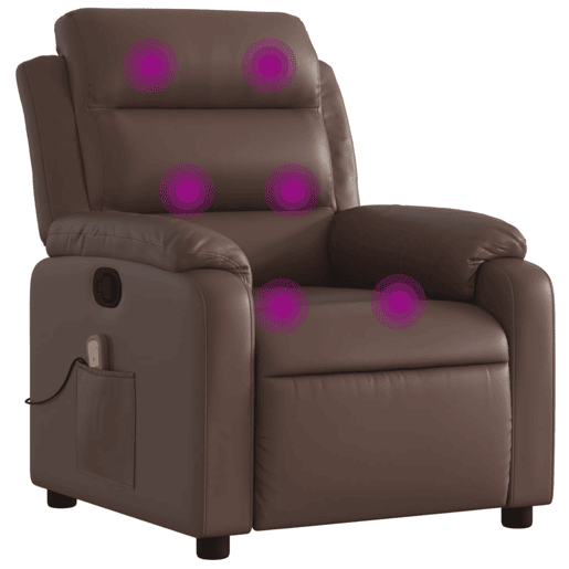 vidaXL Poltrona de massagens reclinável couro artificial castanho vidaXL Poltrona de massagens reclinável couro artificial castanho