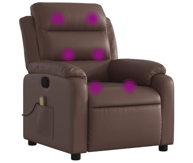 Vidaxl sillón de masaje reclinable cuero sintético marrón